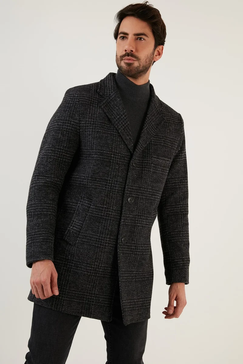 Buratti Slim Fit Single Slit Buttoned Mono Collar Cashew Coat Men's Coat 5840098
