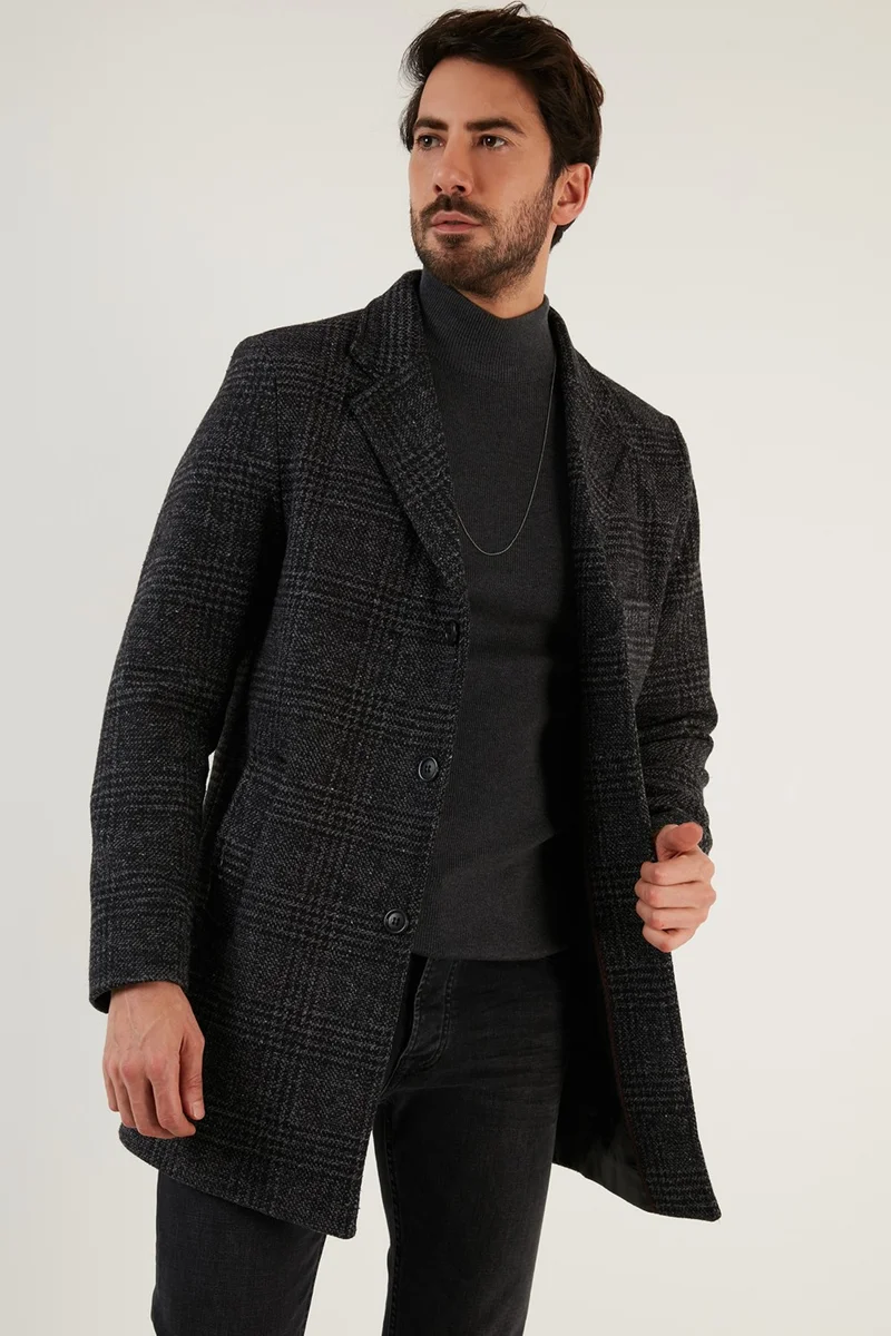 Buratti Slim Fit Single Slit Buttoned Mono Collar Cashew Coat Men's Coat 5840098