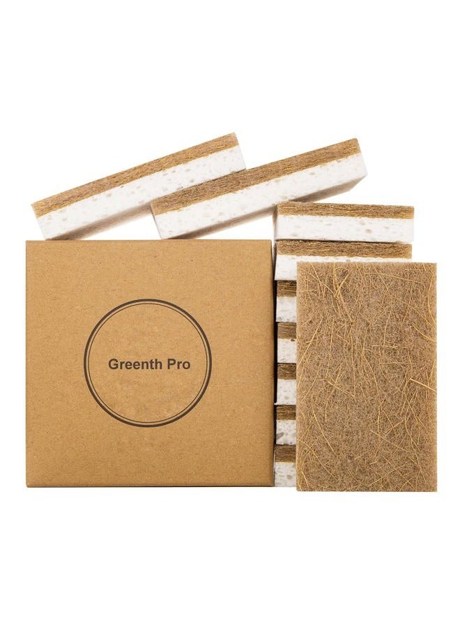 GREENTH PRO 10 Pack Nature Dish Sponge - Natural Kitchen Sponge - Coconut Fiber and Wood Cellulose Scrubber Sponge - Image 1