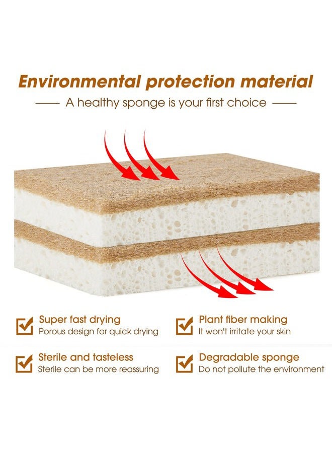 GREENTH PRO 10 Pack Nature Dish Sponge - Natural Kitchen Sponge - Coconut Fiber and Wood Cellulose Scrubber Sponge - Image 4