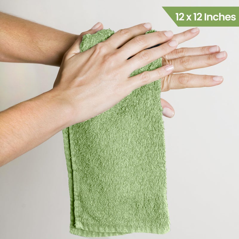 Utopia Towels 24 Pack Cotton Washcloths Set - 100% Ring Spun Cotton, Premium Quality Flannel Face Cloths, Highly Absorbent and Soft Feel Fingertip Towels (Sage Green) - Image 3