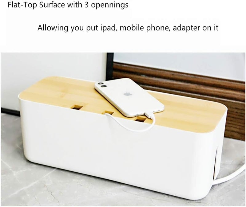 Sourcemall 2 Pieces Cable Management Box|Cord Organizer Box| Hide and Conceal Power Strips and Electrical Cords from TVs, Computers, and Desks (White 2PCS) - Image 4