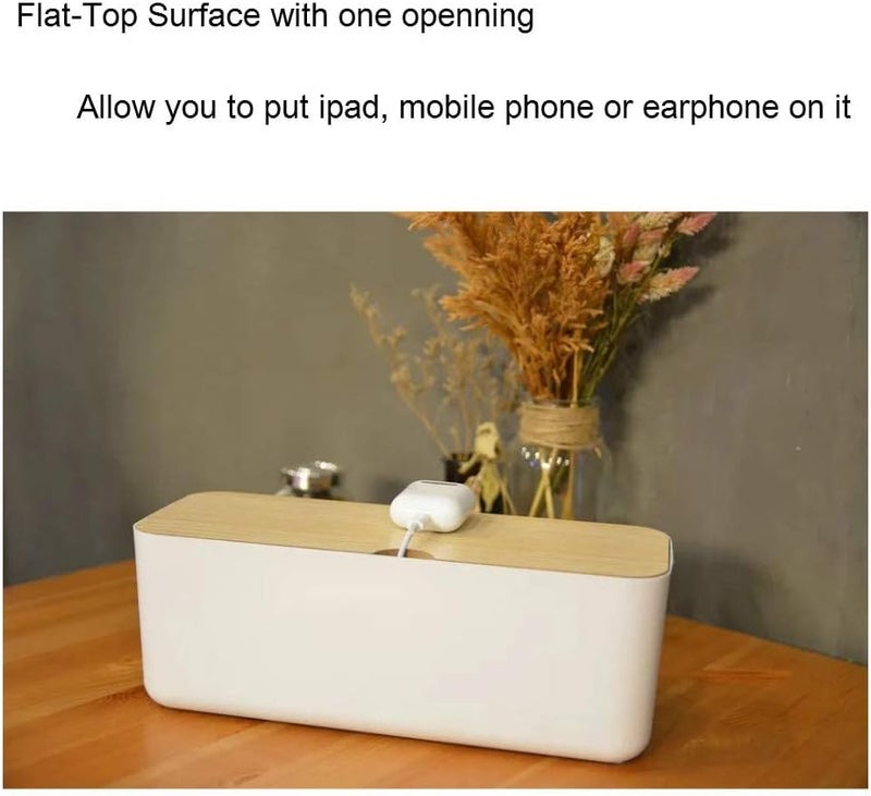 Sourcemall 2 Pieces Cable Management Box|Cord Organizer Box| Hide and Conceal Power Strips and Electrical Cords from TVs, Computers, and Desks (White 2PCS) - Image 5