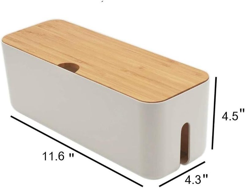 Sourcemall 2 Pieces Cable Management Box|Cord Organizer Box| Hide and Conceal Power Strips and Electrical Cords from TVs, Computers, and Desks (White 2PCS) - Image 2