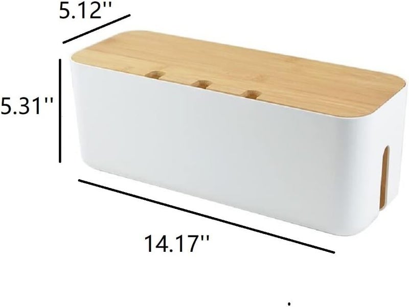 Sourcemall 2 Pieces Cable Management Box|Cord Organizer Box| Hide and Conceal Power Strips and Electrical Cords from TVs, Computers, and Desks (White 2PCS) - Image 3
