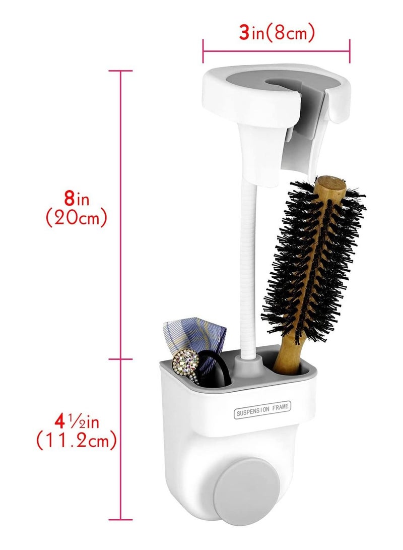 SYOSI Hair Dryer Holder Hands Free Adjustable 360 Degree Rotation Lazy Hair Blow Drying Stand with Storage Positionable Arm Bathroom Toilet Bedroom Wall Mount for Mirror and Ceramic Tile - Image 2
