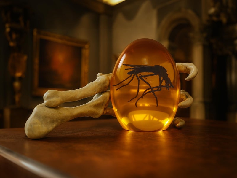 VEOJEIN 3D Mosquito in Amber & Jurassic Dinosaur Hand, 6.5â€ x 3.0â€ Gift for Collectors and Enthusiasts, Aged Effect Paperweight, Original Design Desk Decor - Image 3