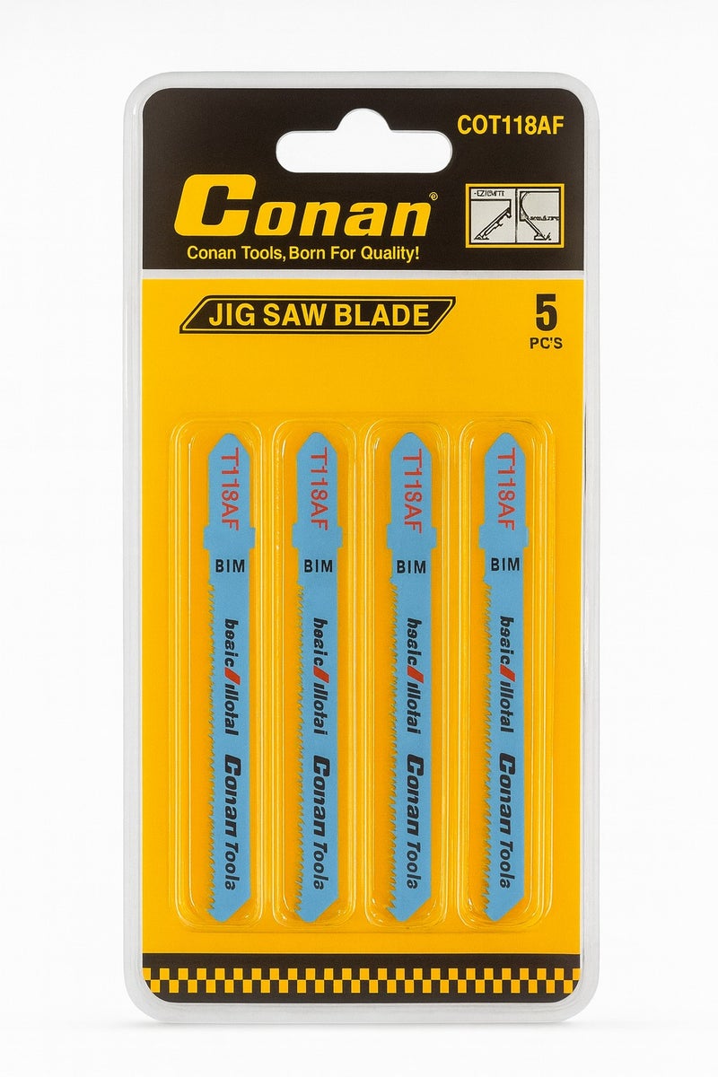 Conan 5-Piece Jig Saw Blade Set – Model COT118AF, BIM T118AF for Precision Thin Metal Cutting - Image 4