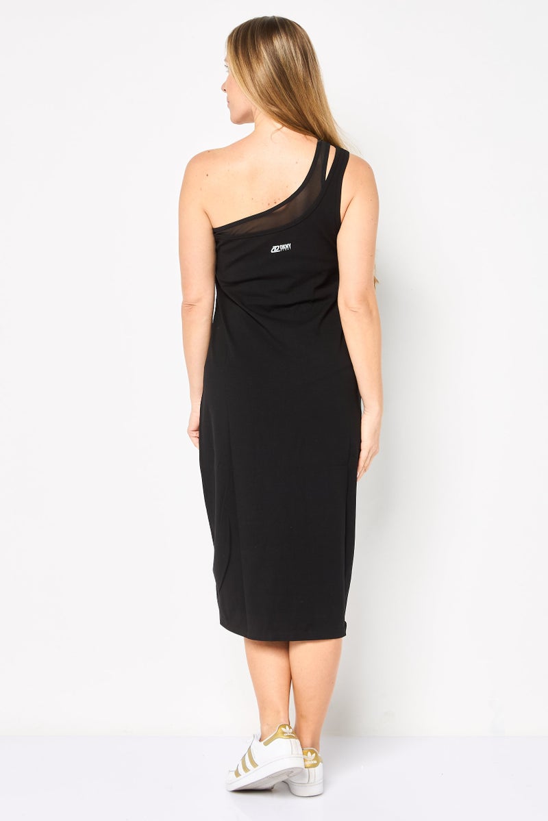 DKNY Sport Women Sportswear Fit One Shoulder Sleeve Outdoor Dress, Black - Image 4