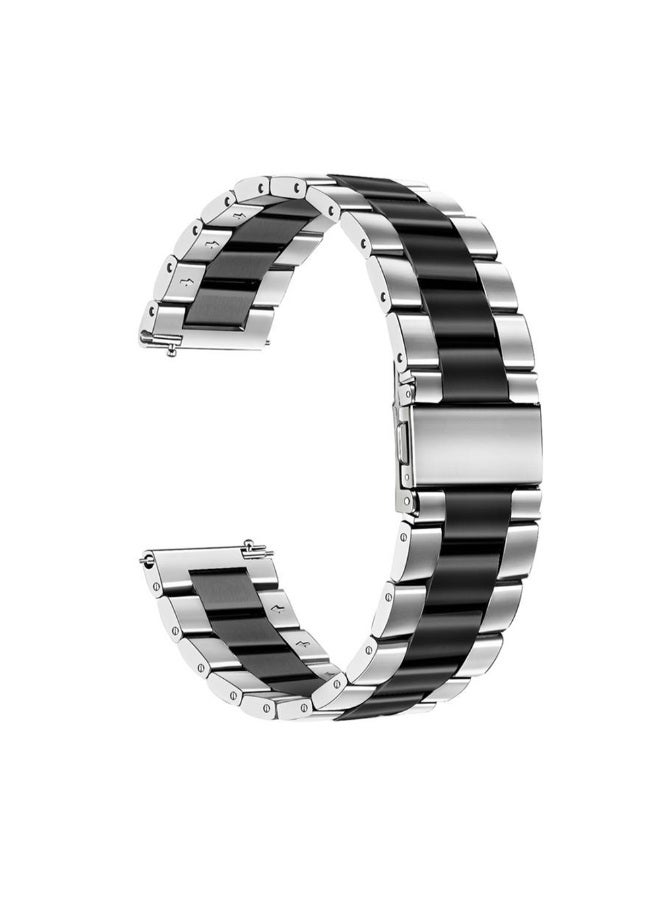 Replacement Stainless Steel Band For Smartwatch Black/Silver - Image 2