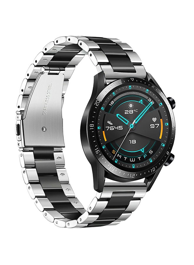 Replacement Stainless Steel Band For Smartwatch Black/Silver - Image 1