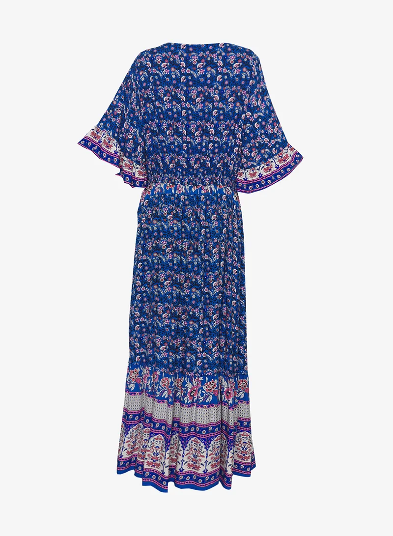 Ginger Plus Boho Floral Print A Line Dress