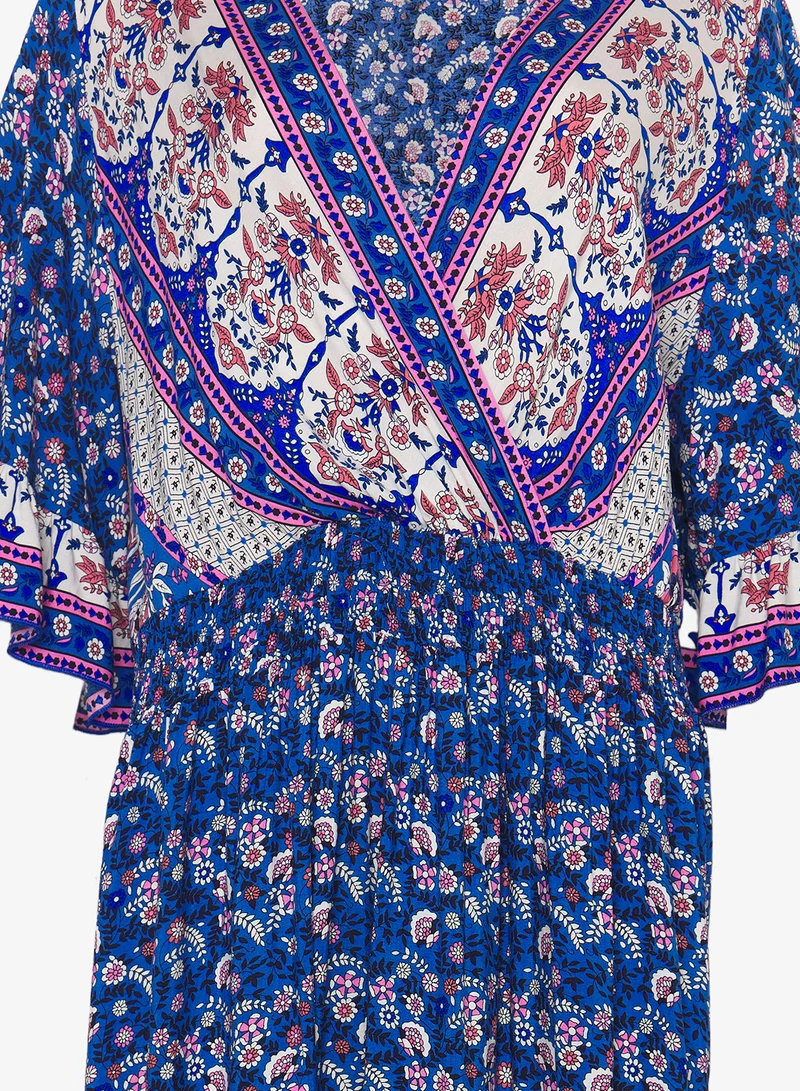 Ginger Plus Boho Floral Print A Line Dress