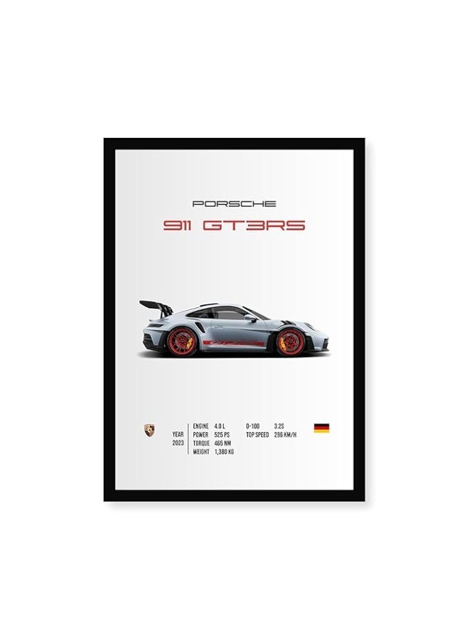 CodersParadise Porsche GT3 RS Wall Poster Frame | 8x12 Inch (A4 Size) | Premium Car Artwork for Home, Bedroom & Living Room | Aesthetic Sports Car Wall Decor - Image 1