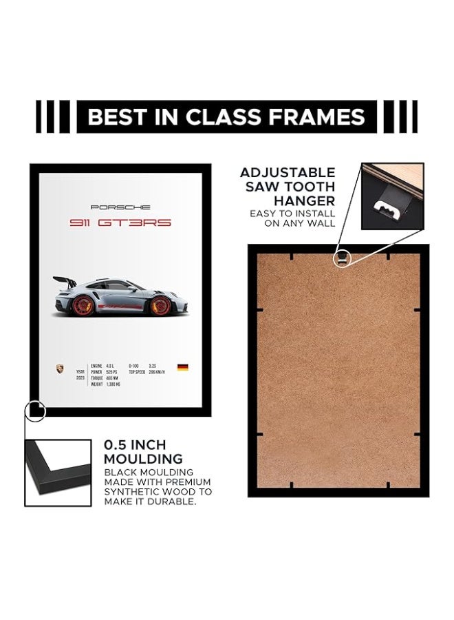 CodersParadise Porsche GT3 RS Wall Poster Frame | 8x12 Inch (A4 Size) | Premium Car Artwork for Home, Bedroom & Living Room | Aesthetic Sports Car Wall Decor - Image 3