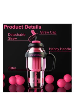SYOSI Pink Water Bottle with Handle and Straw, Large Water Bottles for Girls with Straw and Straw Cap, Reusable and Eco-friendly, Carrying Convenience, 34oz Gym Sports Water Bottle  - Image 2