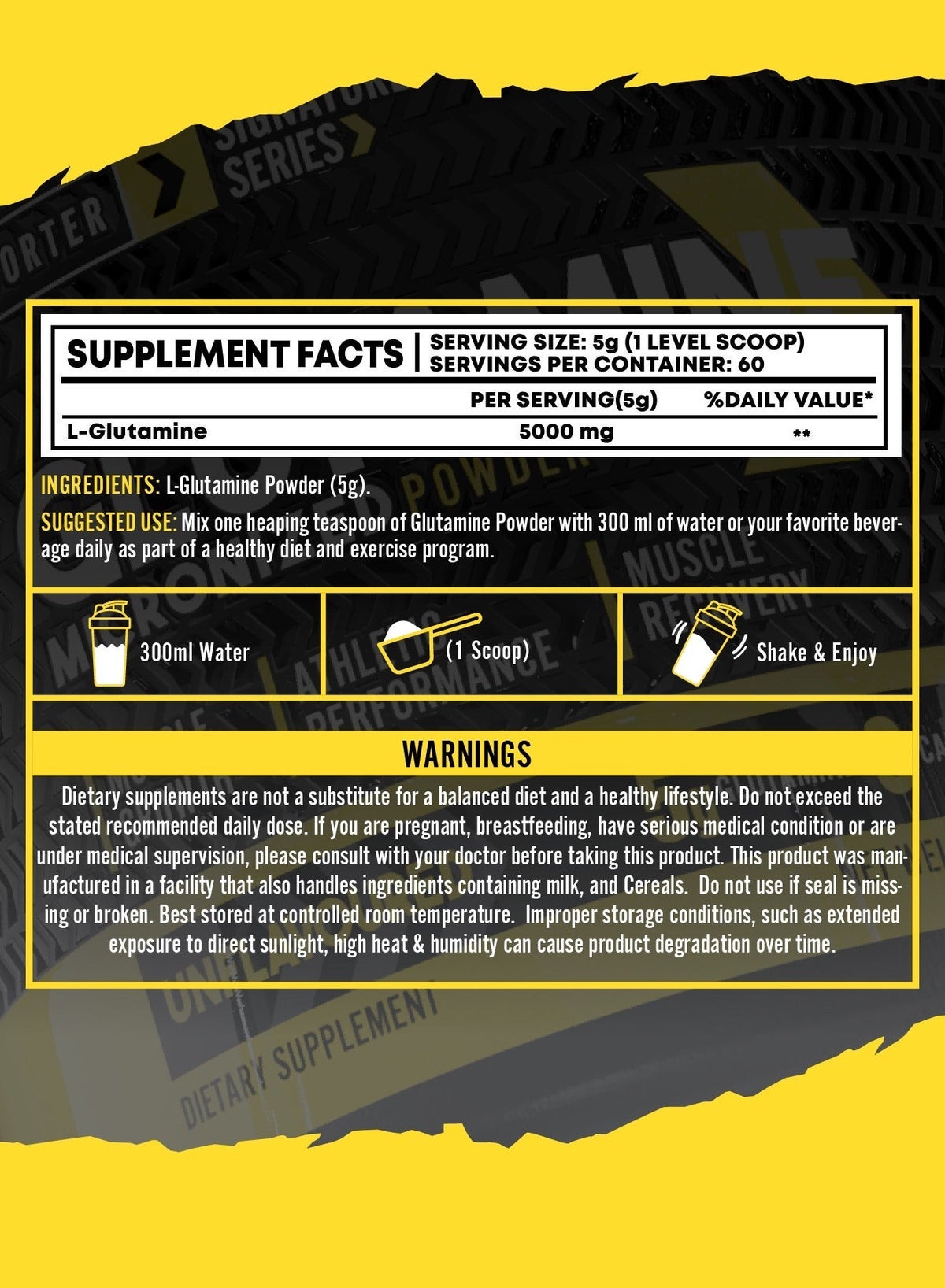 Sporter Unflavored L-Glutamine Pure Micronized Powder 300g 60 Servings