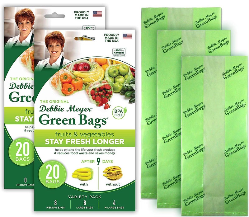 Debbie Meyer, GreenBags 40-Pack (16M, 16L, 8XL) | Reusable Storage Bags Keeps Fruit, Vegetables, Produce, Cut Flowers Fresh Longer, Kitchen & Fridge Preservation Solution, BPA Free, Made in the USA - Image 1