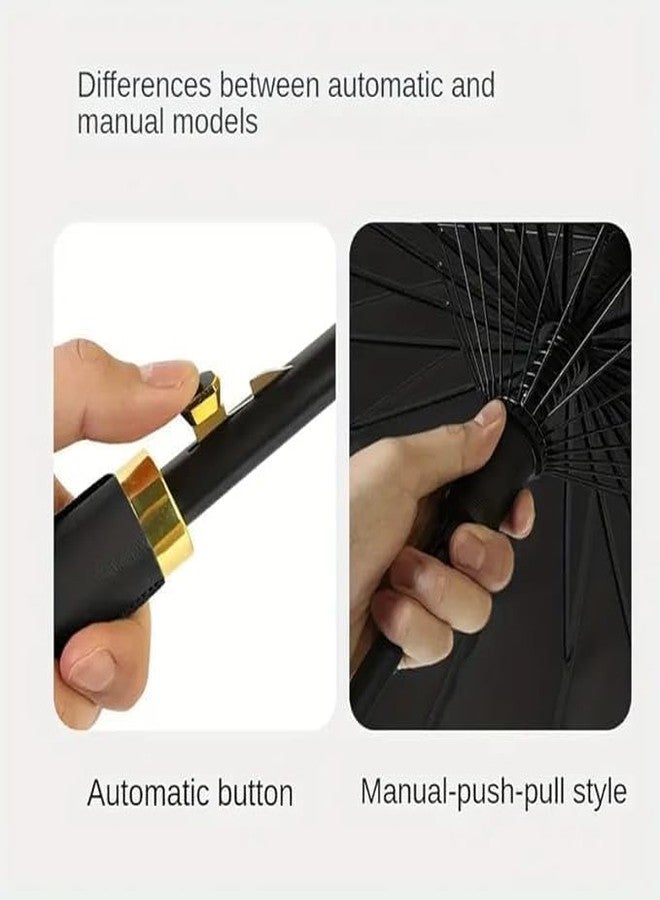 ACROWN 24-Rib LARGE Luxury Look UMBRELA | Windproof & Waterproof Premium Look Big Size Coverage Umbrella | Automatic Open Oversize Anti-UV Straight Umbrella - Image 3