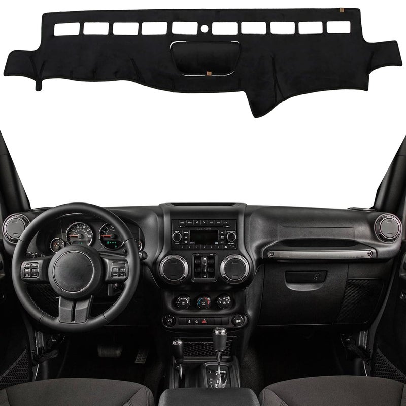 Generic KEYOOG Dashboard Cover Dash Mat Fit for Je-ep Wrangler JK 2017-2011 (for JK Body Code),Car Dash Board Mat Anti-Glare Carpet,Non-Slip Pad Sunshield Protector (Black)  - Image 1