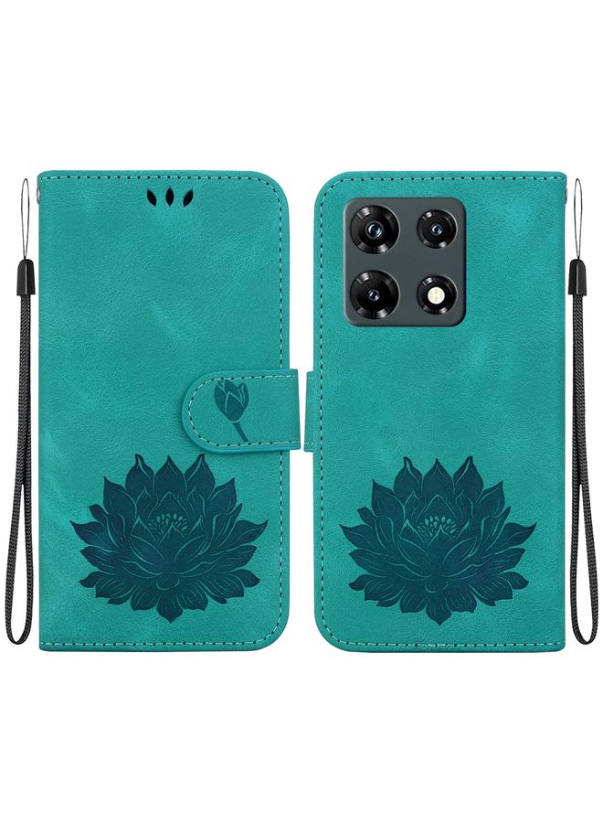 زبون جراب لهاتف Infinix Note 30 VIP مصنوع من الجلد المنقوش بنقشة لوتس - Image 1