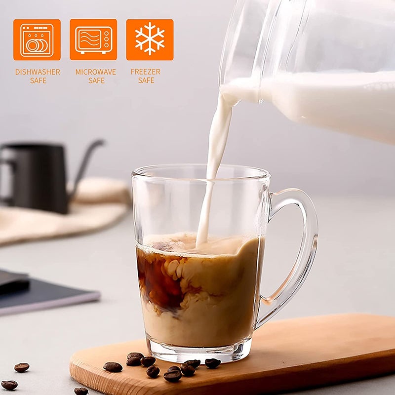 KELVEE Glass Coffee Mug with Handle Set of 6 Medium Clear Drinking CupsTempered Glasses CupThermal Shock Resistant Mugs for Tea Espresso Cappuccino Milk Hot Latte - Image 3