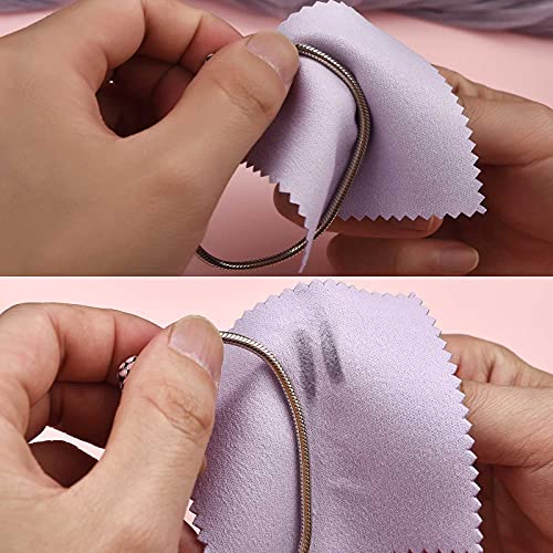 SEVENWELL 50pcs Jewelry Cleaning Cloth Purple Polishing Cloth for Sterling Silver Gold Platinum Small Silver Polish 8x8cm - Image 5