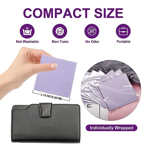 SEVENWELL 50pcs Jewelry Cleaning Cloth Purple Polishing Cloth for Sterling Silver Gold Platinum Small Silver Polish 8x8cm - Image 2
