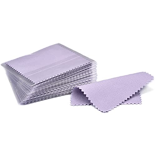 SEVENWELL 50pcs Jewelry Cleaning Cloth Purple Polishing Cloth for Sterling Silver Gold Platinum Small Silver Polish 8x8cm - Image 1