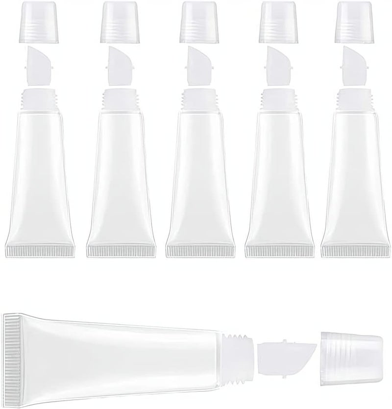 50Pcs 8ml Clear Soft Empty Lip Balm Containers - Refillable Mini Cosmetic Tubes for Makeup and Travel - Image 1
