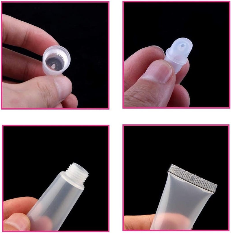 50Pcs 8ml Clear Soft Empty Lip Balm Containers - Refillable Mini Cosmetic Tubes for Makeup and Travel - Image 2