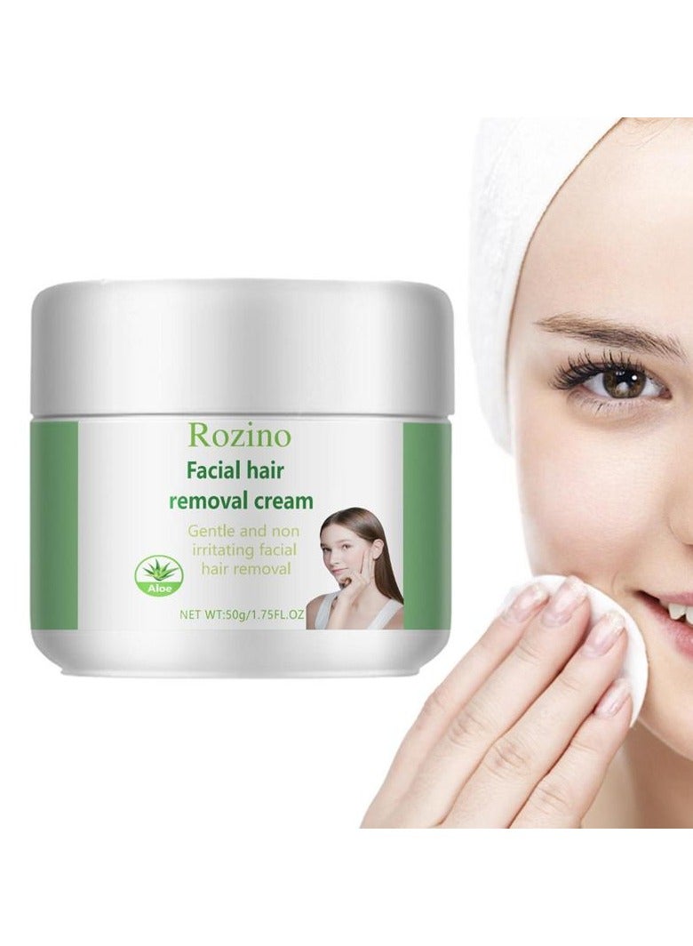 Rozino كريم إزالة الشعر بالوجه مع الألوة للبشرة والجسم مهدئ لطيف فعال للإصلاح (1.75 أونصة سائلة لإزالة الشعر) - Image 1