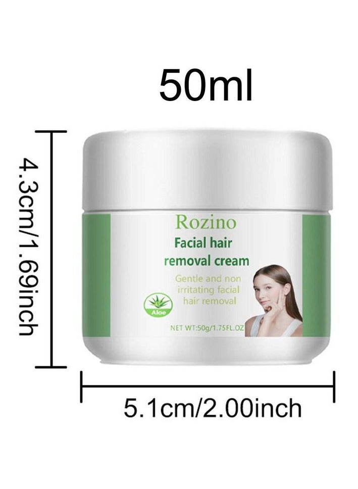 Rozino كريم إزالة الشعر بالوجه مع الألوة للبشرة والجسم مهدئ لطيف فعال للإصلاح (1.75 أونصة سائلة لإزالة الشعر) - Image 4