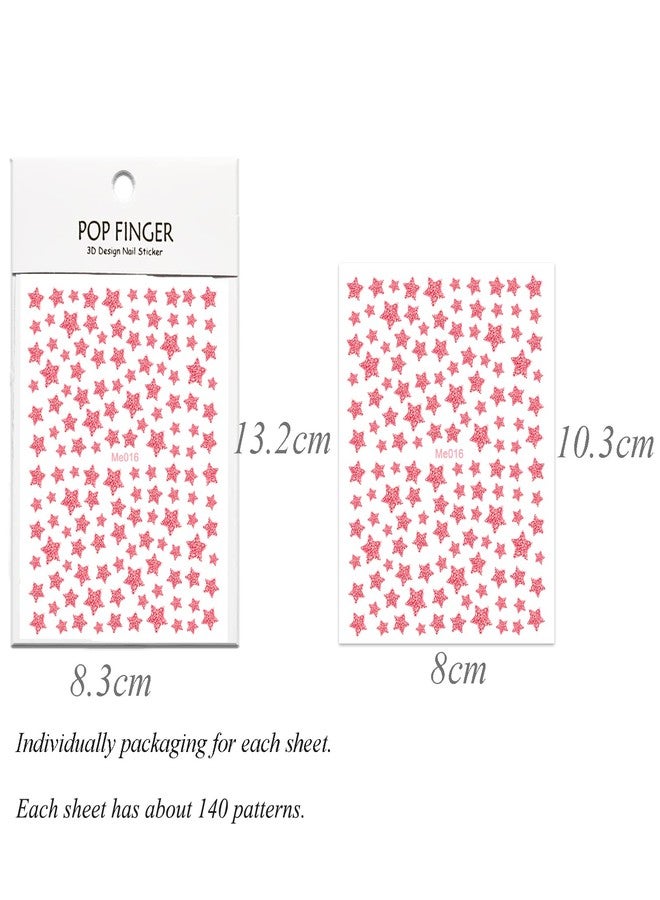 IHUKEIT 10 Sheets Glitter Star Nail Stickers for Women Girls Kids Nail Decoration 3D Self Adhesive Shinning Nail Decals for Fingernails and Acrylic Nails Design (Glitter Star) - Image 2