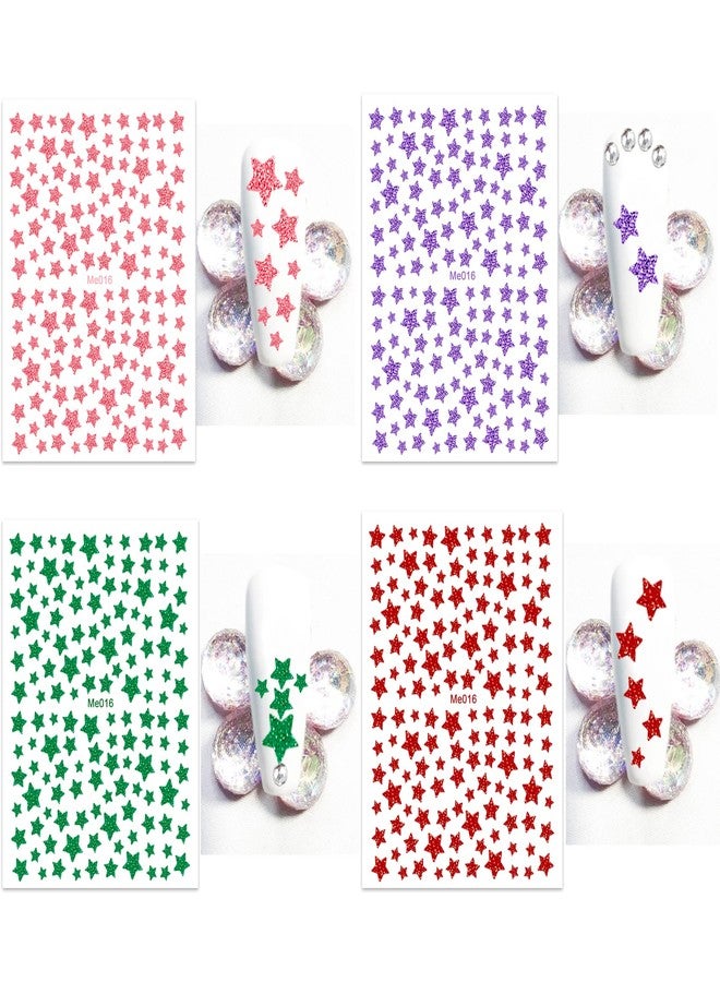 IHUKEIT 10 Sheets Glitter Star Nail Stickers for Women Girls Kids Nail Decoration 3D Self Adhesive Shinning Nail Decals for Fingernails and Acrylic Nails Design (Glitter Star) - Image 3