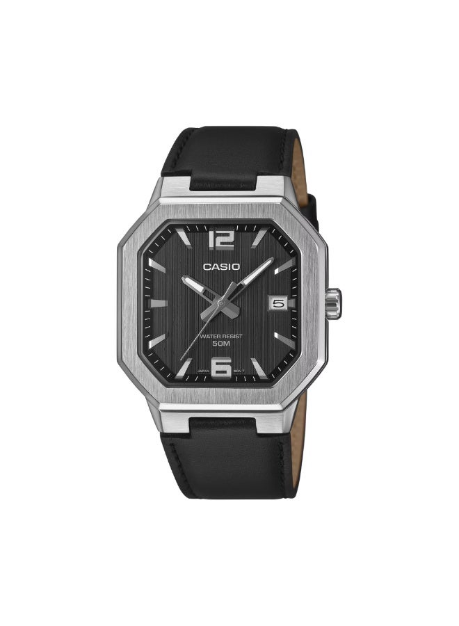 كاسيو ساعة كاسيو CASIO MTP-B195L-1AVDF للرجال بعقارب – مينا أسود، سوار جلد طبيعي، تصميم كلاسيكي للرسمية والاستخدام اليومي - Image 1