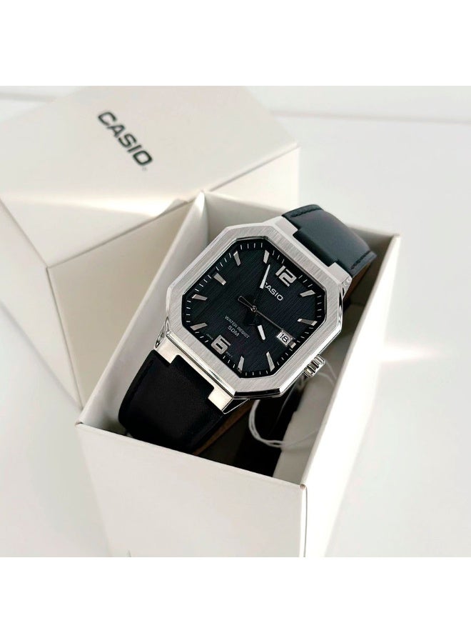 كاسيو ساعة كاسيو CASIO MTP-B195L-1AVDF للرجال بعقارب – مينا أسود، سوار جلد طبيعي، تصميم كلاسيكي للرسمية والاستخدام اليومي - Image 5