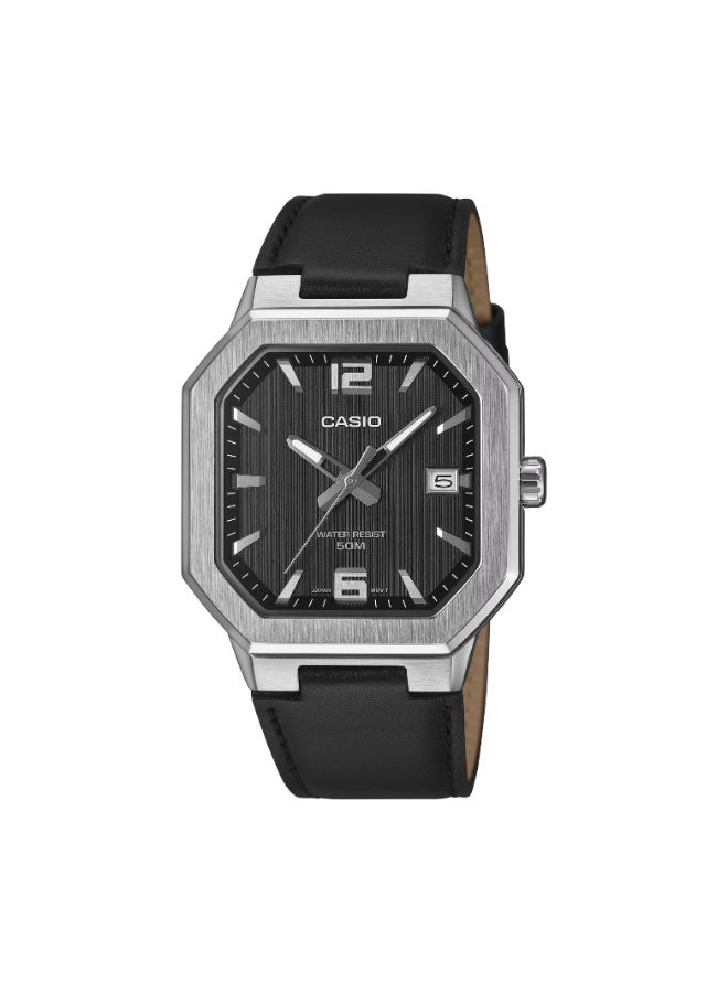 كاسيو ساعة كاسيو CASIO MTP-B195L-1AVDF للرجال بعقارب – مينا أسود، سوار جلد طبيعي، تصميم كلاسيكي للرسمية والاستخدام اليومي - Image 1