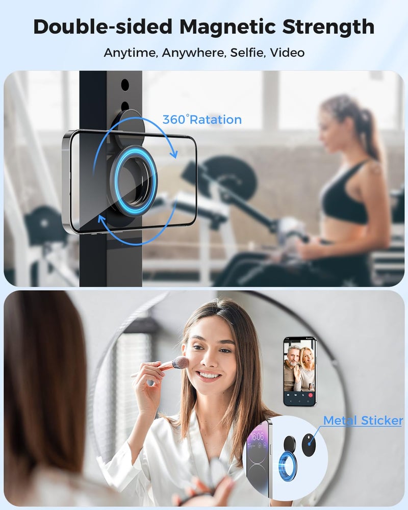 SUPERONE Magnetic Ring Holder for MagSafe Dual-Side Magnetics, Removable Gym Phone Grip with Kickstand for iPhone 17/16/15/14/13/12/ Series MagSafe Case All Phones Compatible with Magnetic Car Mount - Image 2