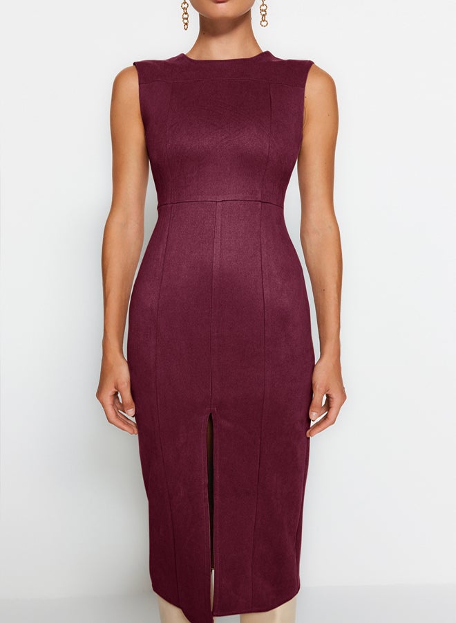 trendyol Purple Plain Midi Woven Dress - Image 2