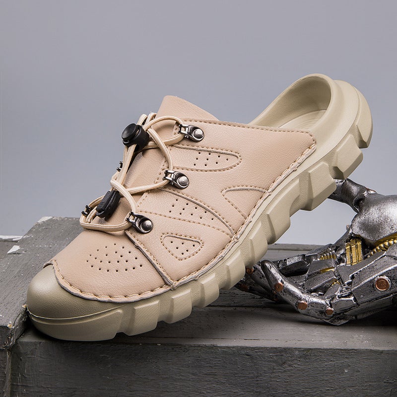 Men'S Summer Breathable Closed-Toe Slippers, Non-Slip, Wear-Resistant Leather Sandals, Outdoor Casual Beach Shoes - Image 3