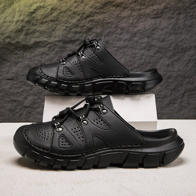 Men'S Summer Breathable Closed-Toe Slippers, Non-Slip, Wear-Resistant Leather Sandals, Outdoor Casual Beach Shoes - Image 5