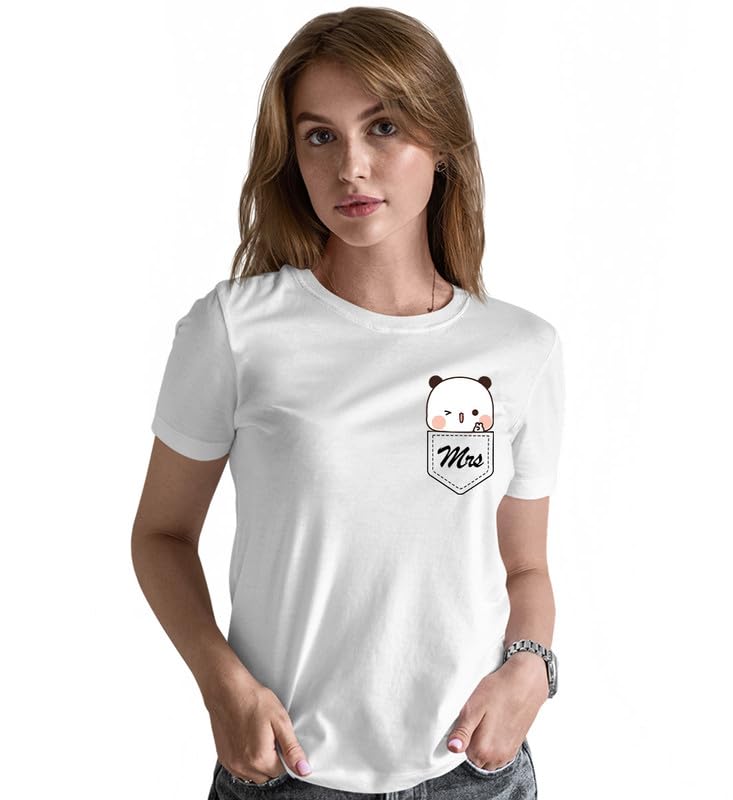 INDISSH Couple Matching T-Shirt Combo | Round Neck 100% Cotton Tshirt for Men and Women - CPL_RNM-MR-WHT-S_WRN-MRS-WHT-M - Image 3