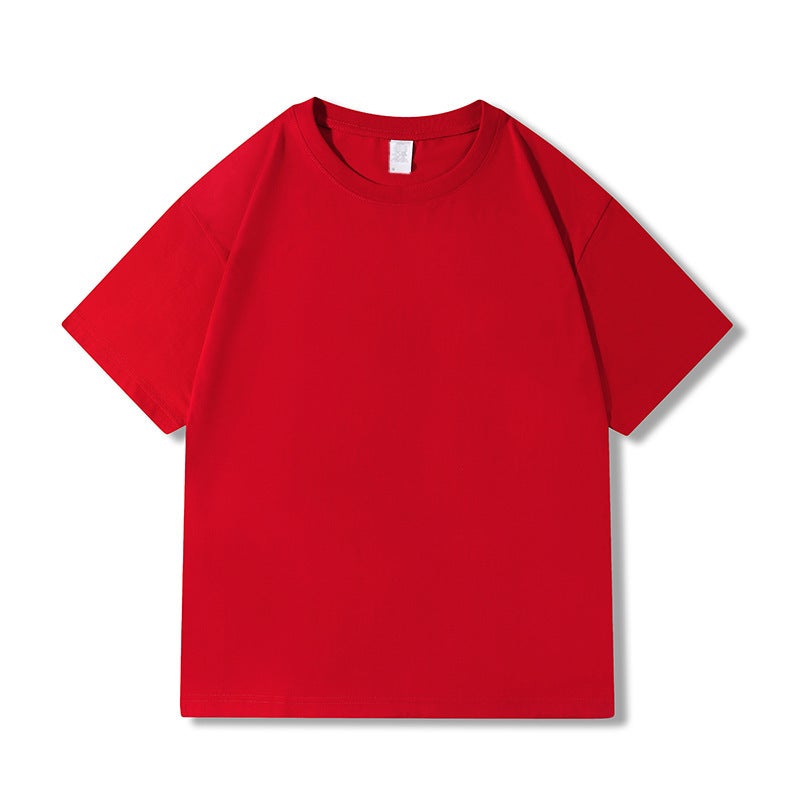 Large version | Gender-free 230g Xinjiang cotton T-shirt long velvet combed round neck short sleeve loose half sleeve T live hot - Image 1
