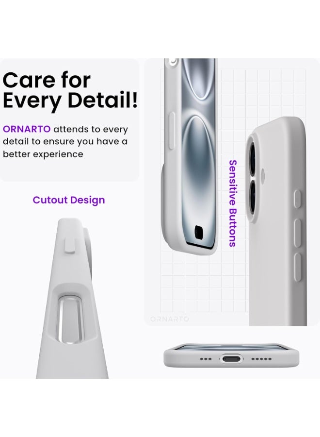 ACLIX Silicone Case Compatible with iPhone 17, Slim Liquid Silicone Phone Case with 3-Layer Soft Rubber Shockproof Bumper with TPU Lining (Grey) - Image 3