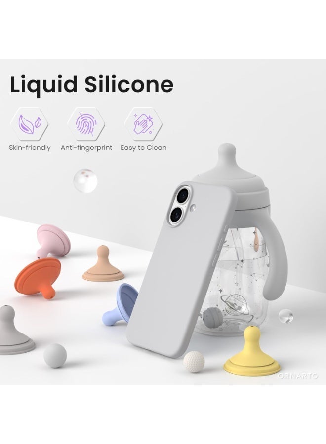 ACLIX Silicone Case Compatible with iPhone 17, Slim Liquid Silicone Phone Case with 3-Layer Soft Rubber Shockproof Bumper with TPU Lining (Grey) - Image 3