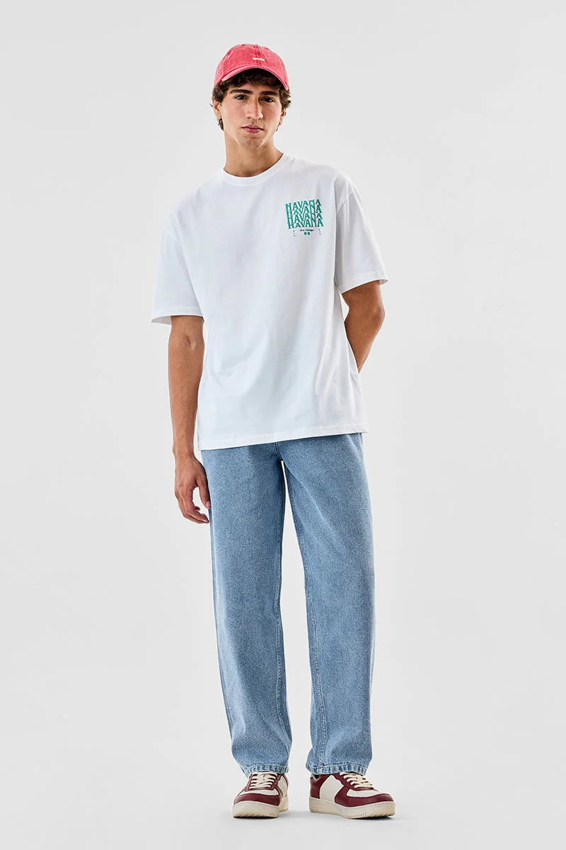 Snitch Blue Relaxed Fit Pleated Jeans for Men | Best Price UAE