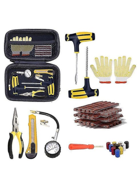 15-Piece Car Van Tyre Repair Tubeless Seal Strip Plug Tire Puncture Recovery Kit