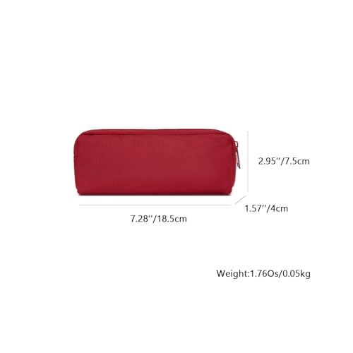 YONBEN Multi Color Zipper Pencil Pouch Pen Bag Canvas Pencil Case Stationary Bag Red - Image 3
