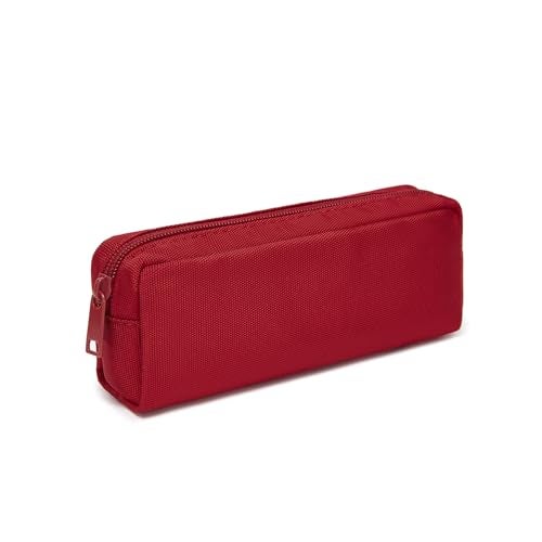 YONBEN Multi Color Zipper Pencil Pouch Pen Bag Canvas Pencil Case Stationary Bag Red - Image 1
